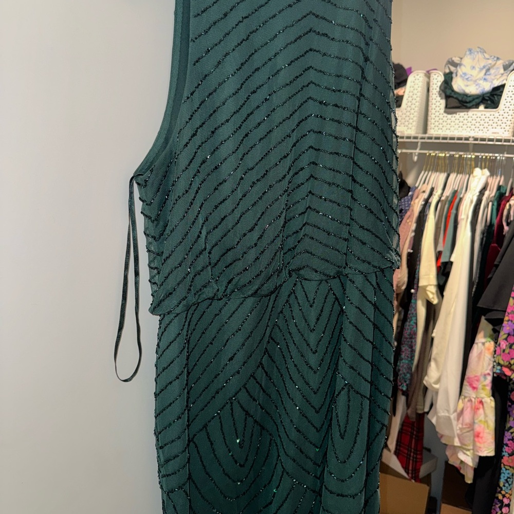 Maximalist Emerald Beaded Sleeveless Mini